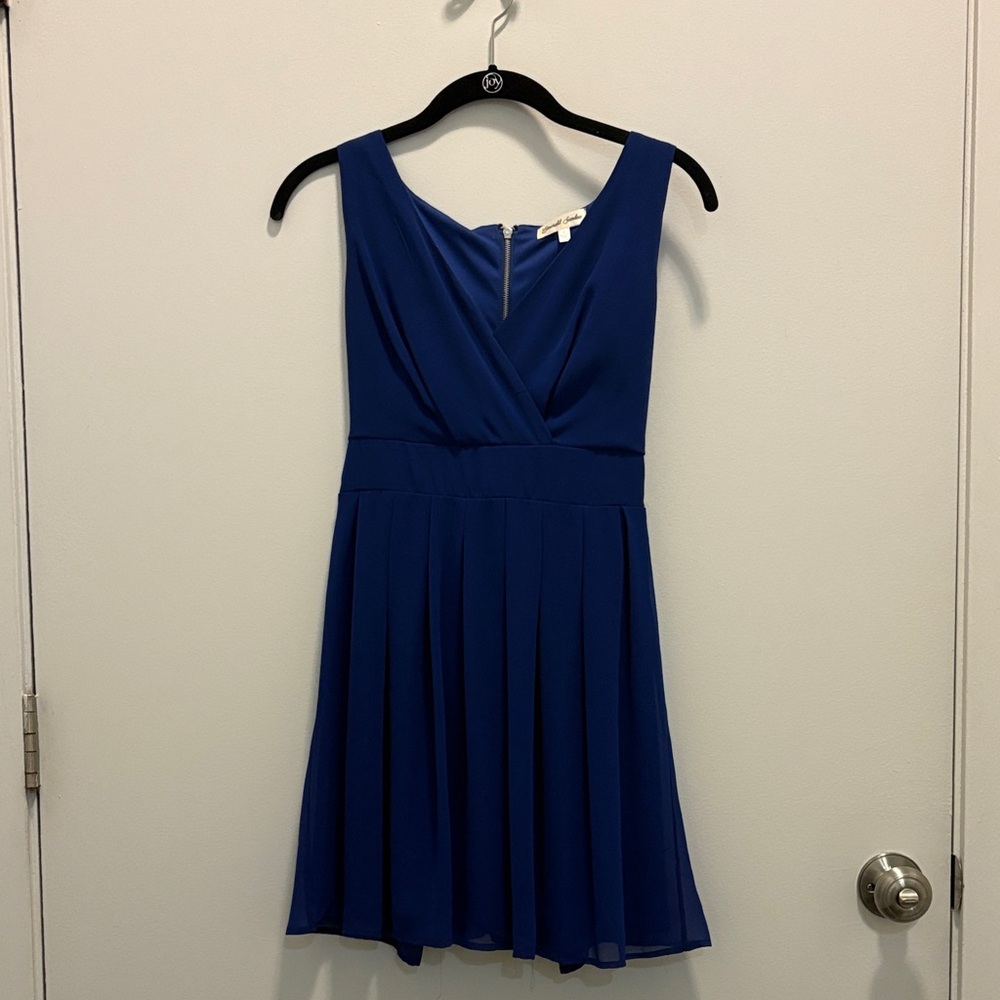Royal Blue V-Neck Mini Dress